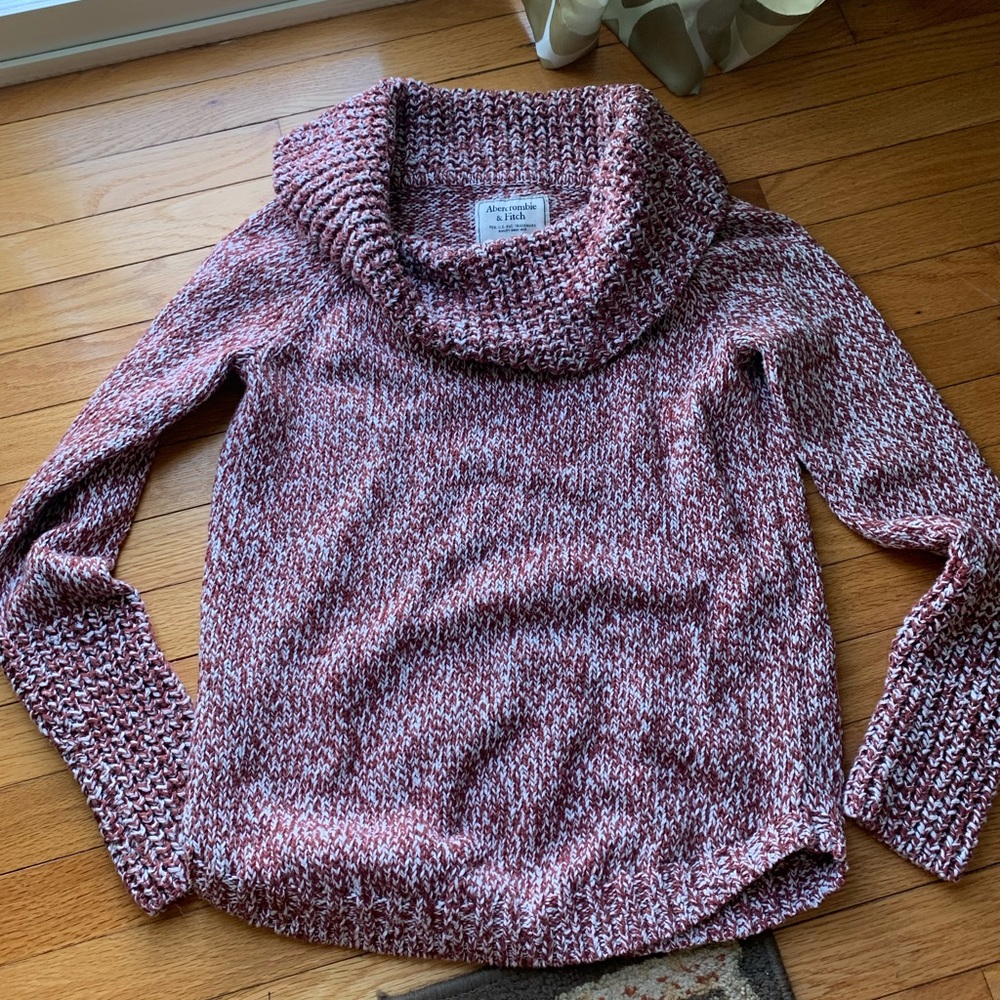pink and white slouchy neckline sweater